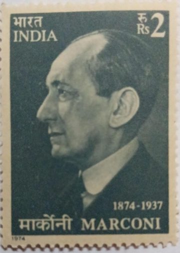 Guglielmo Marconi. Personality, Inventor, Electrical Engineer, Entrepreneur, Businessman, Radio Transmission, Wireless, Signal, Rs. 2?(Hinged/Gum washed stamp)