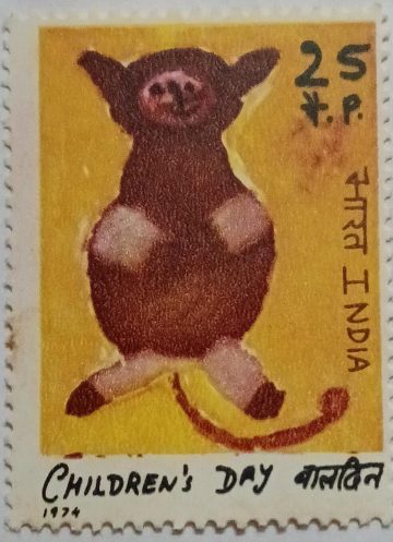 Childrens Day. Childrens Day, Painting, Cat, 25 P.  (Hinged/Gum washed stamp)