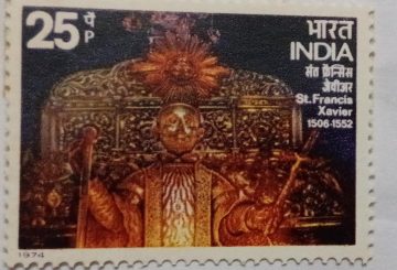 St. Francis Xavier. Personality, Missionary, Christianity, Tomb, Sarcophagus, Statue, 25 P.  (Hinged/Gum washed stamp)