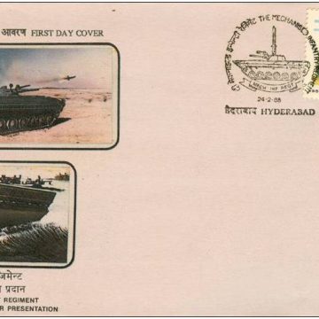First Day Cover - 24 Feb. '88 Presentation of Colours to tha mechanised Infantry Regiment. (fdc-1988) (Spots/hinged/slightly damaged/Paper Stuck)