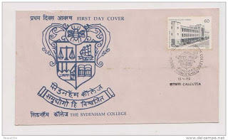 First Day Cover - 19 apr. '89 75th Anniv. of Sydenham College of Commerce & Economics, Bombay (1988). (fdc-1989) (Spots/hinged/slightly damaged/Paper Stuck)