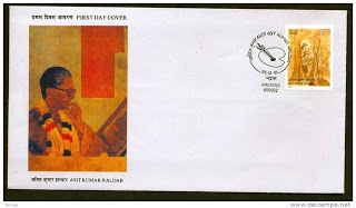 First Day Cover - 28 dec. '91 Birth Centenary of Asit Kumar haldar (Artist) (1990) (fdc-1991) (Spots/hinged/slightly damaged/Paper Stuck)