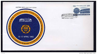 First Day Cover 11 Apr.'93 89th Inter Parliamentary Union Conference, New Delhi.(FDC-1993) (Spots/hinged/slightly damaged/Paper Stuck)