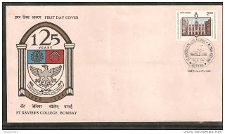 First Day Cover 04 Dec.'94 125th Anniv. of St. Xavier's College, Bombay.(FDC-1994) (Spots/hinged/slightly damaged/Paper Stuck)