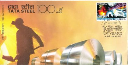 First Day Cover 22 Apr. '08 Centenary of Tata Steel (FDC-2008)