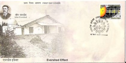 First Day Cover 02 Dec 2008 Birth Centenary Of The Discovery Of The Evershed Effect (The Radial Flow Of Gas Across The Photo Spheric Surface Of Sunspots) (Fdc-2008) (Spots/Hinged/Slightly Damaged/Paper Stuck)