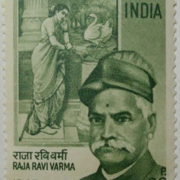 Raja Ravi Varma. Personality, Artist, Painter, Damayanti and Swan, Headgear, Goose, 20 P. (Hinged/Gum washed stamp)
