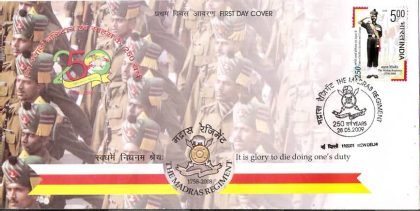 First Day Cover 28 May 2009 250 Years Of The Madras Regiment (2008) (fdc-2009) (spots/hinged/slightly Damaged/paper Stuck)
