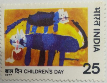 Childrens Day. Childrens Day, Painting, Cat, (Hinged/Gum washed stamp)