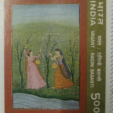 Ritu-Rang'-Miniature painting on four seasons, Vasant (Hinged/Gum washed stamp)