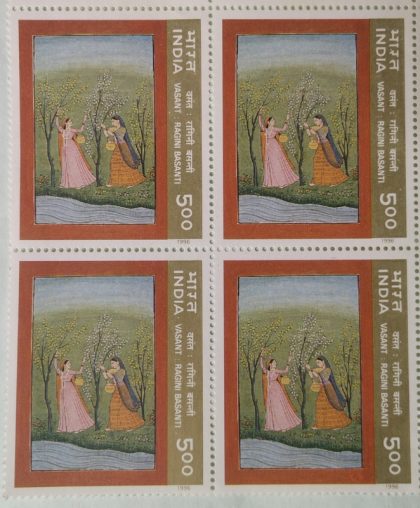 Ritu-Rang'-Miniature painting on four seasons, Vasant (Block of 4 stamp)
