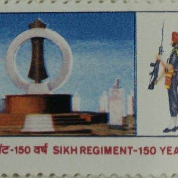 150 years of Sikh Regiment, Monument and sikh Sentry (Hinged/Gum washed stamp)