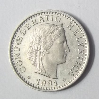 SWITZERLAND 20 Rappen 1991 Confoederatio Helvetica (used)