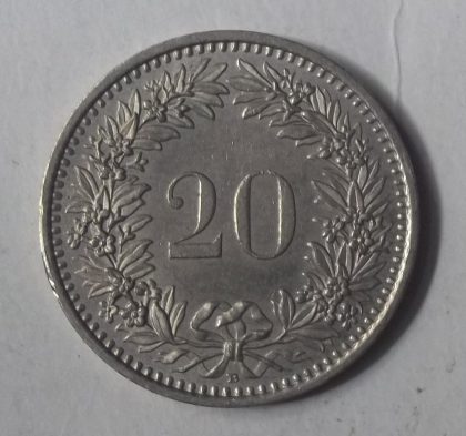 SWITZERLAND 20 Rappen 1991 Confoederatio Helvetica (used) - Image 2