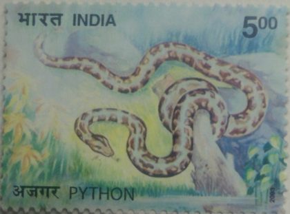 Nature India Snakes , Thematic Python Snake, Rs 5 - MNH Stamp