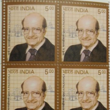 N.A. Palkhivala & University & Symbols of Justice(Block of 4 TL Stamp)