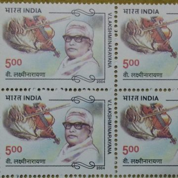 V.Lakshminarayana (Musician & Composer)(Block of 4 TL Stamp)