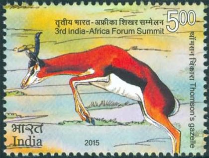 3rd India - Africa Forum Summit Summit, Event, Wild Life, Thomson?s Gazelles, Eudorcas thomsonii Rs. 5 - MNH Stamp