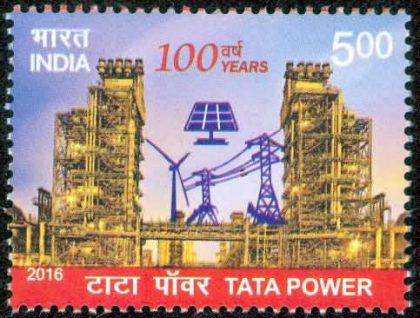 100 Years of Tata Power Power, Industry, Development, Power Grid, Wind Mill, Solar Panel Rs. 5 - MNH Stamp