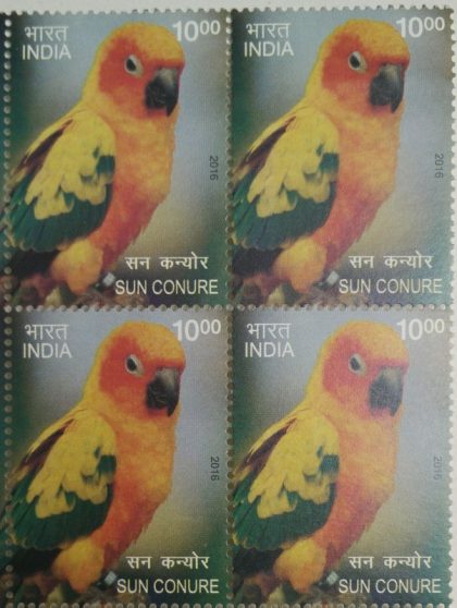 Exotic Birds; Sun conure (Block of 4 stamp)