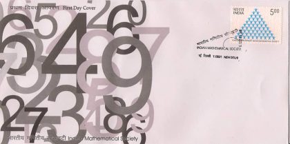 First Day Cover 27 Dec. '09 Indian Mathematical Society.(FDC-2009) (Spots/hinged/slightly damaged/Paper Stuck)