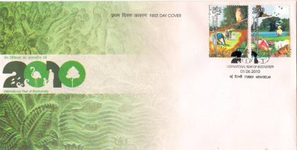 First Day Cover 05 Jan. '10 International Year of Biodiversity.(FDC-2010) (Spots/hinged/slightly damaged/Paper Stuck)