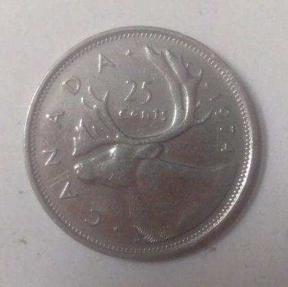 25 Cents Canada 1974 Elizabeth II D.G. Regina