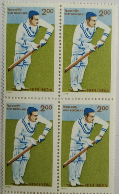 Cricket Vijay Merchant Cricket India Rs.2(Block of 4 stamp)