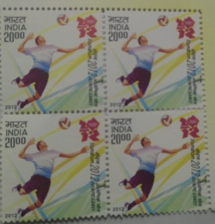 London 2012 Olympics Games Event Volleyball Rs. 20(Block of 4 stamp)