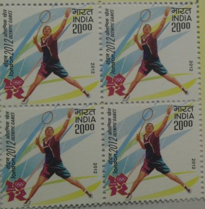 London 2012 Olympics Games Event Badminton Rs. 20(Block of 4 stamp)