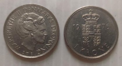 DENMARK 1 KRONE 1976(USED)