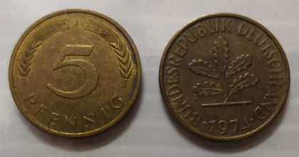 GERMANY 5 PFENNIG 1974(USED)