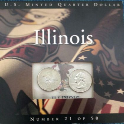 United States Quarter Dollar Illinois State 2 Coins (# 21/50) UNC