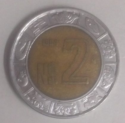 MEXICO 2 DOLLAR 1994(used)