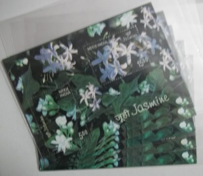 2008 India Miniature Sheet Jasmine-Indian Miniature Sheets-5nos