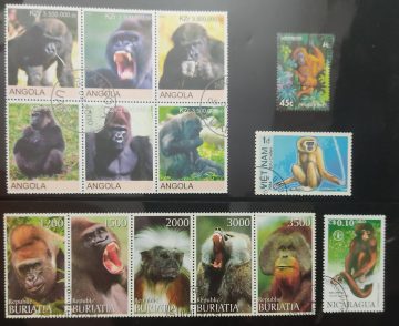 Gorilla/monkey Used Stamps (14 Stamps)