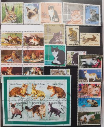 Cat Used Stamps 28 Stamps