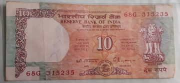 10 Rupees Governor Dr. C Rangarajan Inset D UNC Note