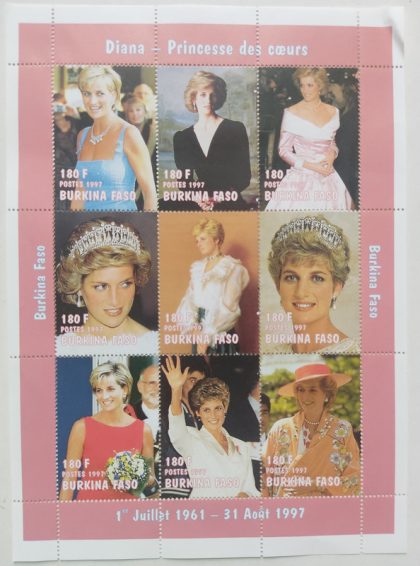 Miniature Sheet of Princess Diana Burkina Faso