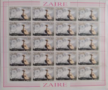 Zaire Courvite De Temminck - FULL SHEET 20 STAMPS