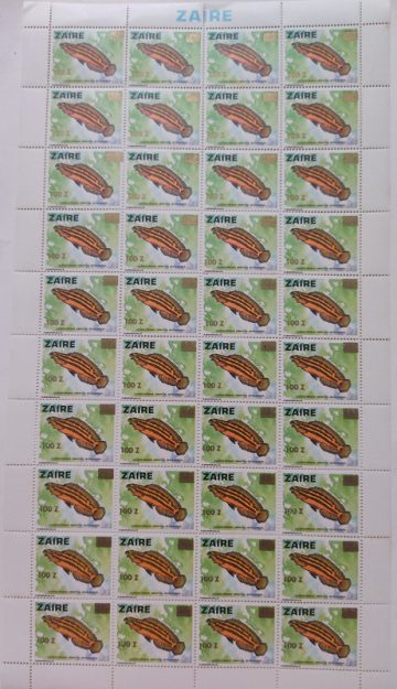 Zaire Julidochromis Ornatus - FULL SHEET 30 STAMPS