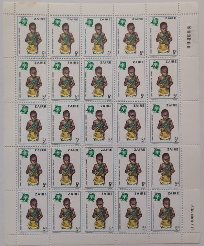 Zaire children - FULL SHEET 25 STAMPS