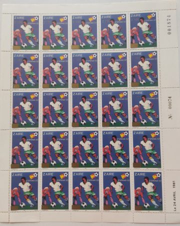 Zaire Football - FULL SHEET 25 STAMPS