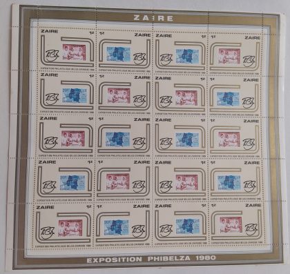 Zaire Exposition Philatelique Belgo Zairoise - FULL SHEET 20 STAMPS