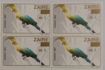 Zaire Touraco Vert - Block of 4