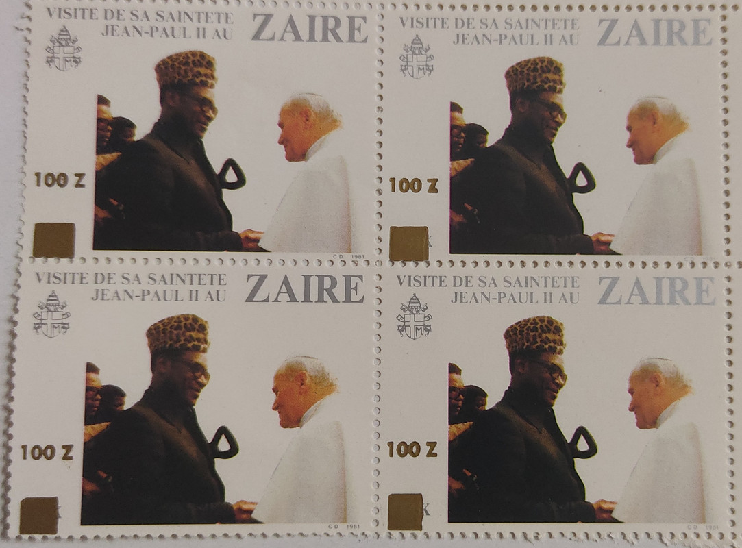 Zaire Visit De sa saintete Jean-Paul II AU - Block of 4