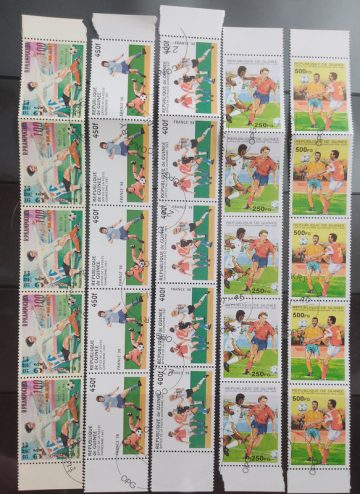 Sports used stamps (25 stamps) Horizonal & Vertical Blks of 5