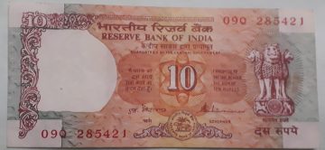 10 Rupees Governor S Venkataramana Inset Plain 1990- 1992 Used Note