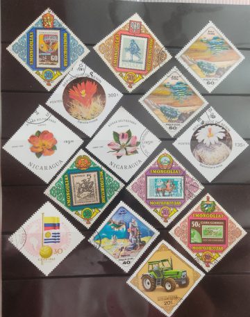 ODD Shape used stamps (14 stamps)