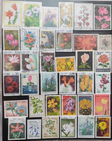 Mixed Flowers Used Stamps (36 Stamps)